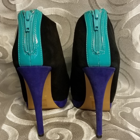 Aldo color block suede stilletos aqua black purple - Picture 4 of 7